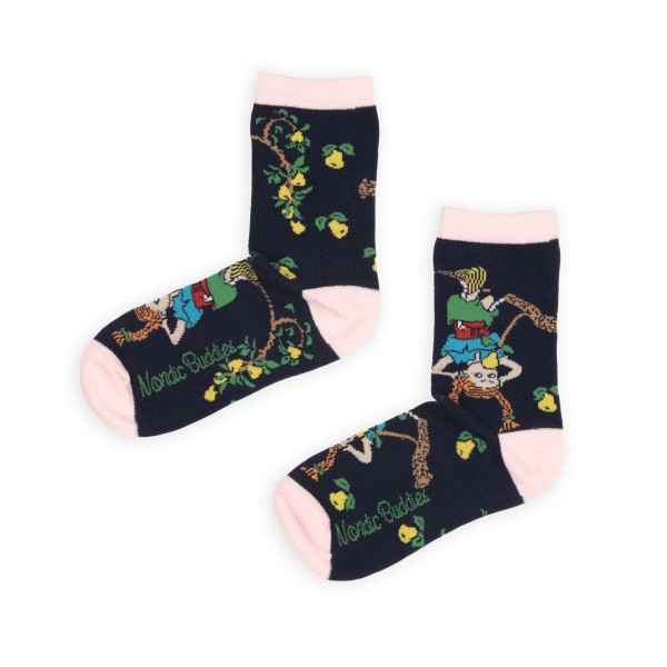 Nordic Buddies Pippi Langstrumpf liebt Früchte hellrosa Erwachsene Retro Socken Gr. 36-42