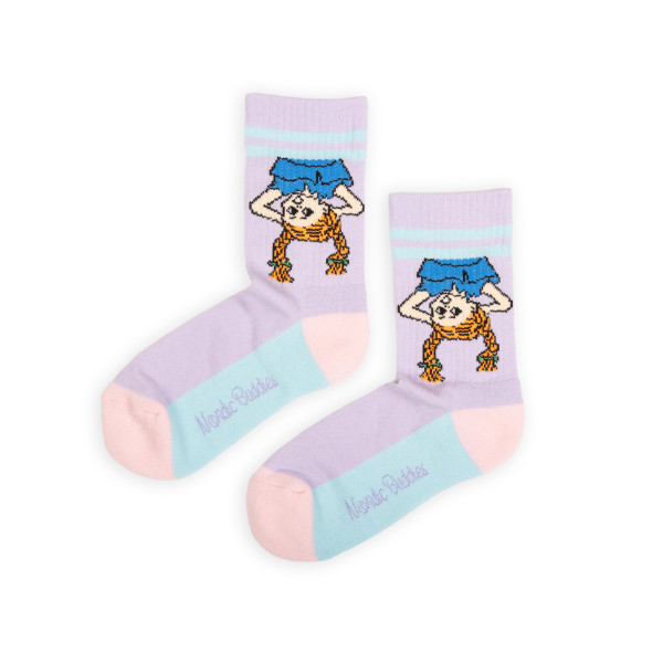 Nordic Buddies Pippi Upside Down Erwachsene Retro Socken lila Gr. 36-42