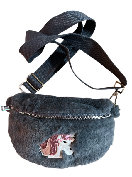 Kis Me Sidebag Einhorn grau Pluesch