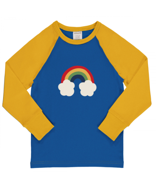 Maxomorra Langarmshirt Raglan Rainbow Regenbogen blau