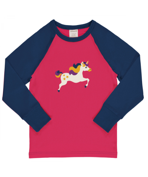 Maxomorra Langarmshirt Raglan Einhorn Unicorn pink