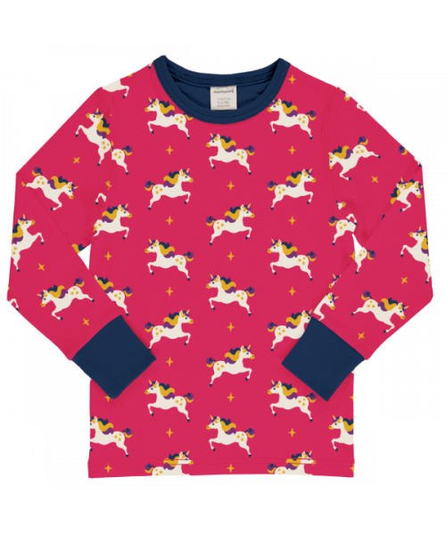 Maxomorra Langarmshirt Einhorn Unicorn pink