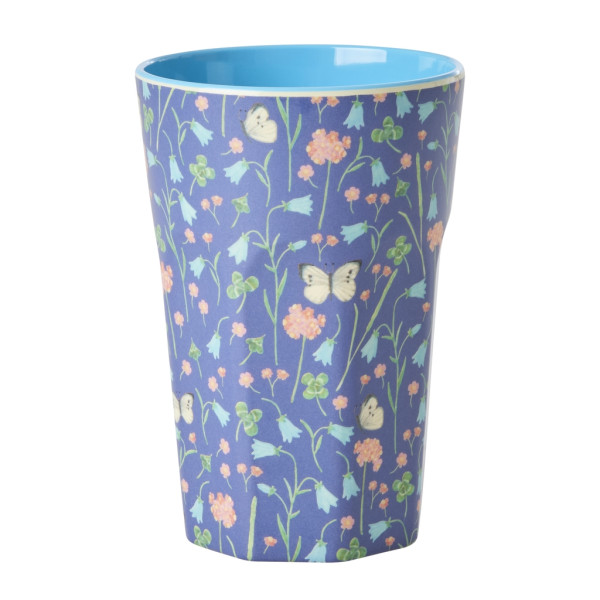 Rice Becher Hoch Flowers blau